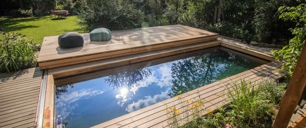 Healthy water in a garden with a Holc natural pool